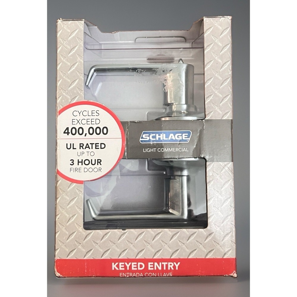 Schlage Elan Satin Chrome Light Commercial Keyed Entry Door handle